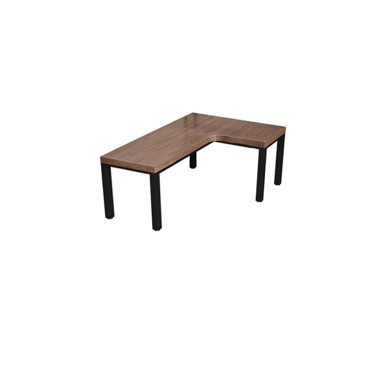 L-Shape Brown Lumber H-Base Double Computer Desk — Table Only