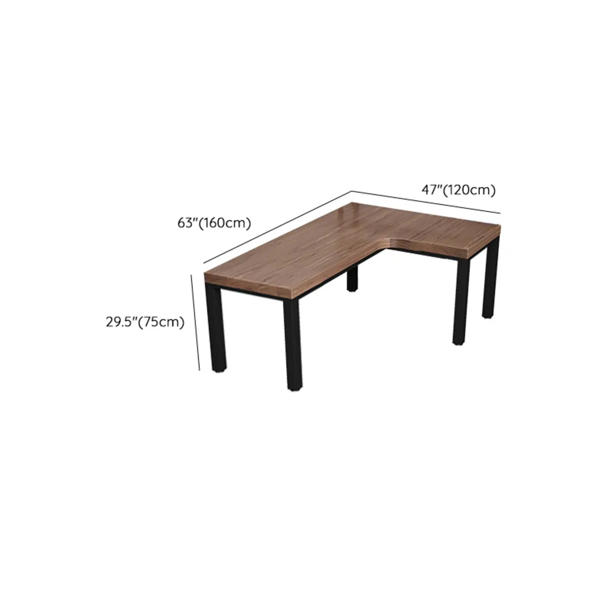 L-Shape Brown Lumber H-Base Double Computer Desk