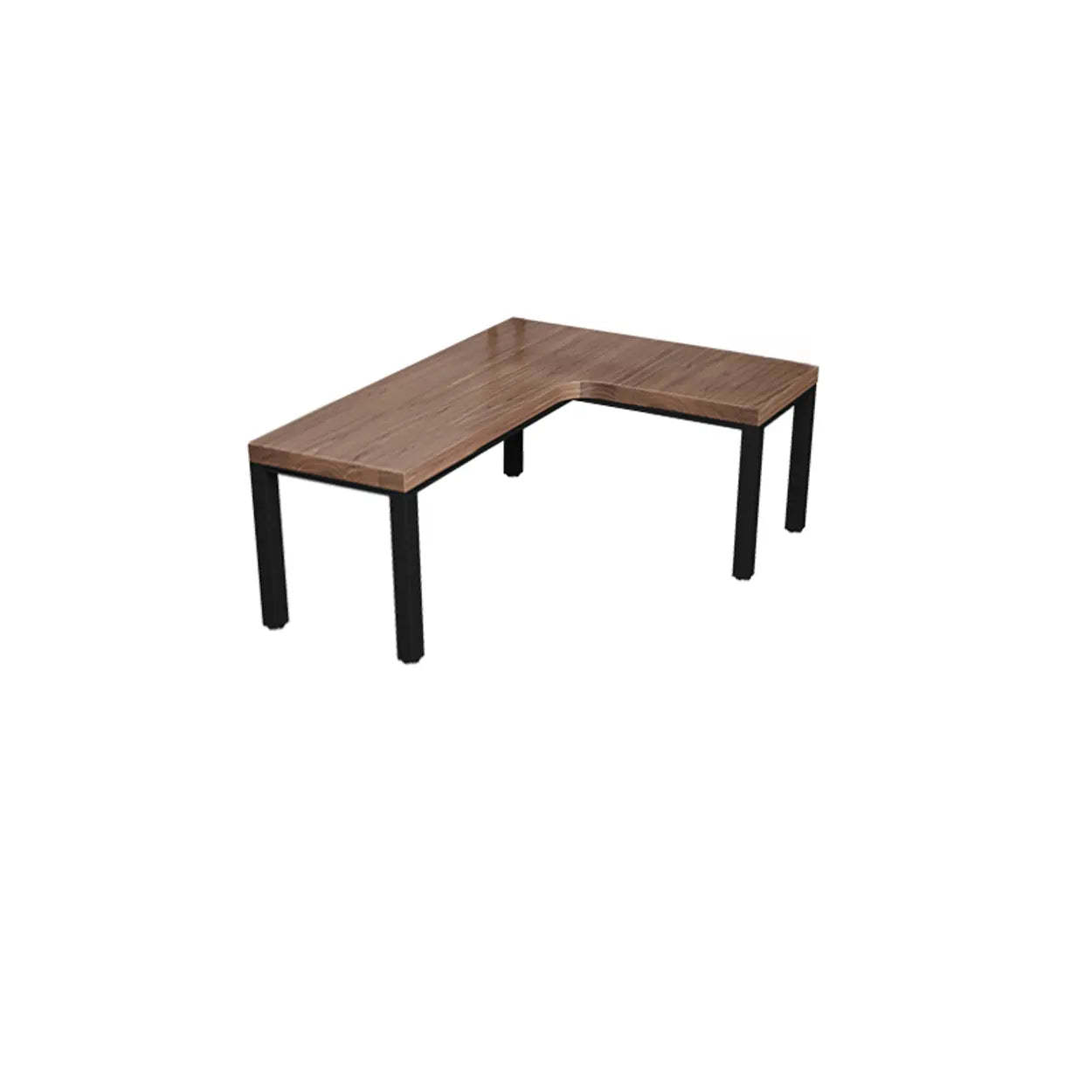 L-Shape Brown Lumber H-Base Double Computer Desk — Table Only
