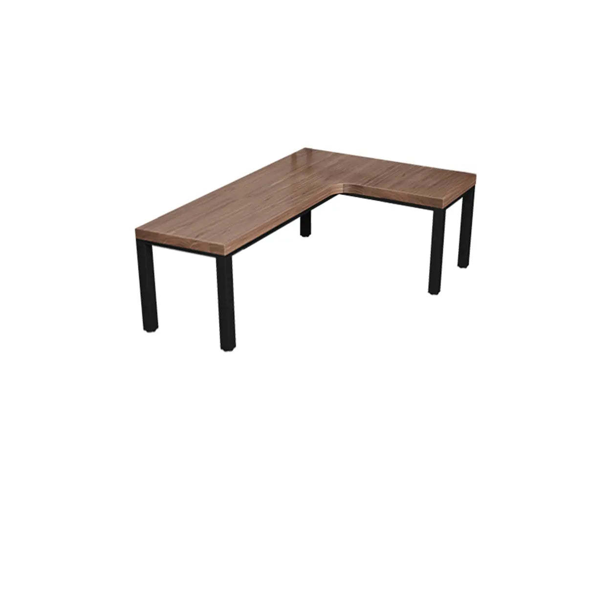 L-Shape Brown Lumber H-Base Double Computer Desk — Table Only