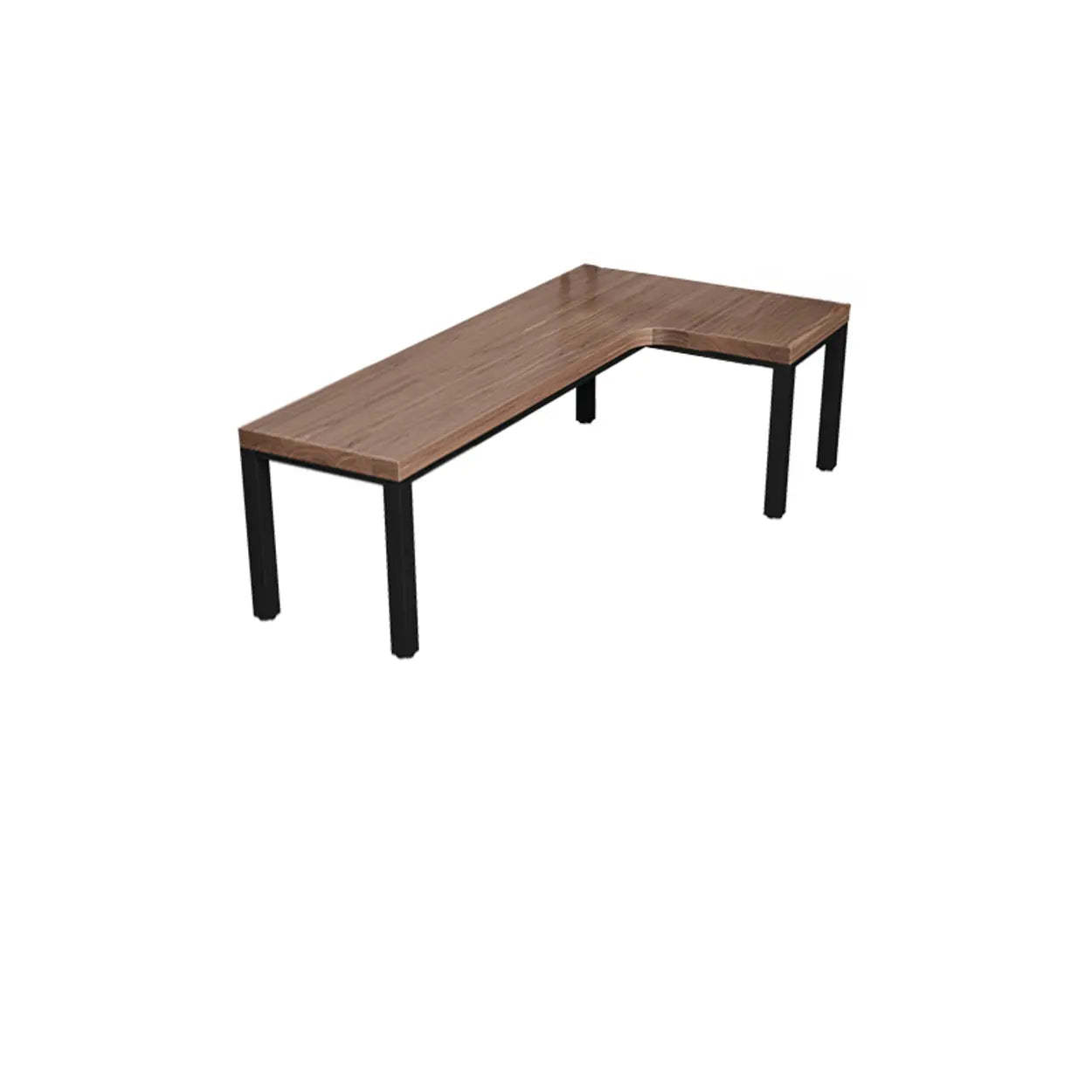 L-Shape Brown Lumber H-Base Double Computer Desk — Table Only