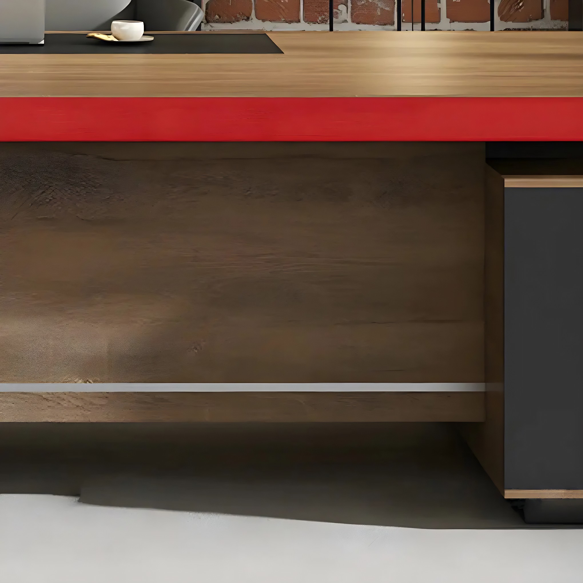 L-Shape Executive Desk with Timber Base