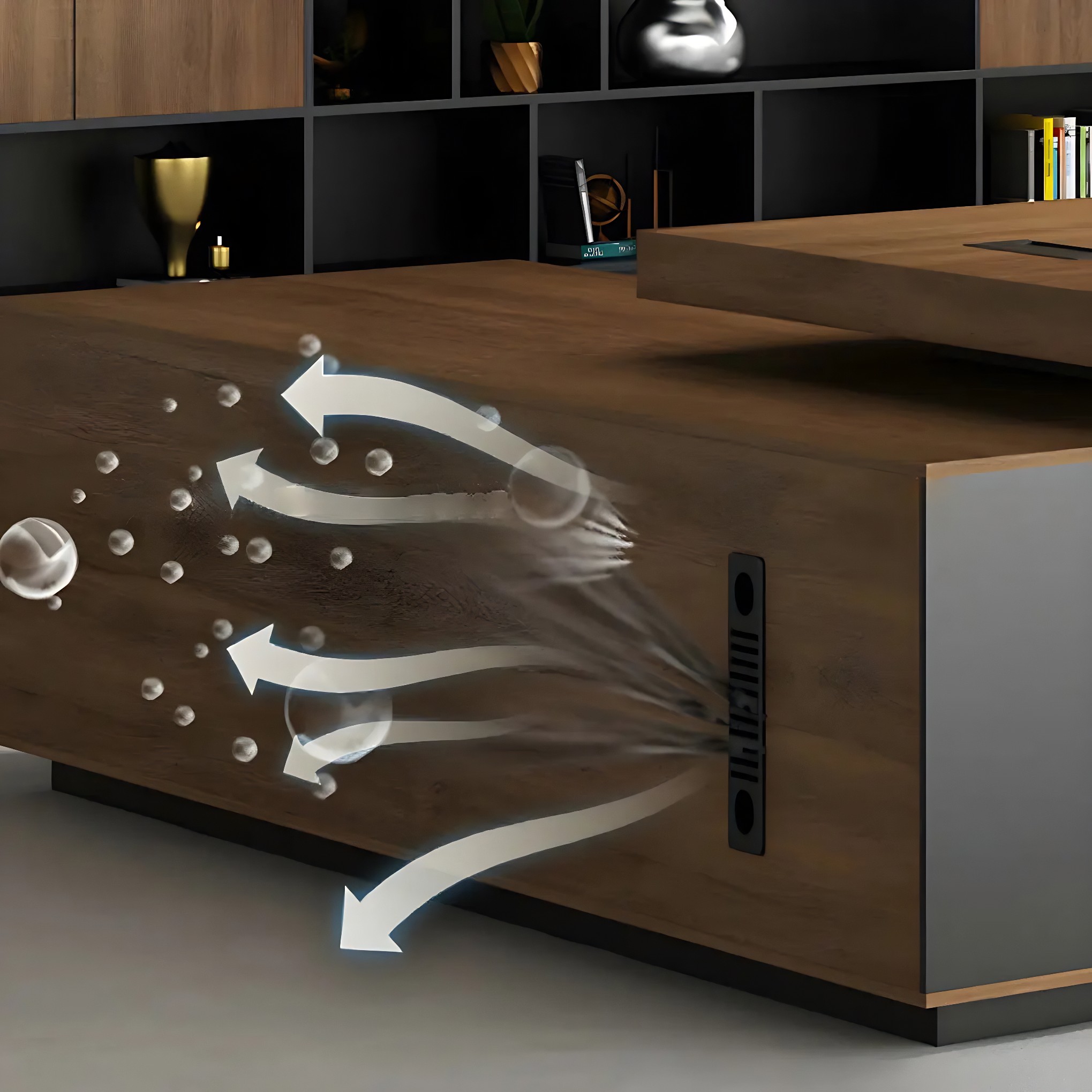 L-Shape Executive Desk with Timber Base