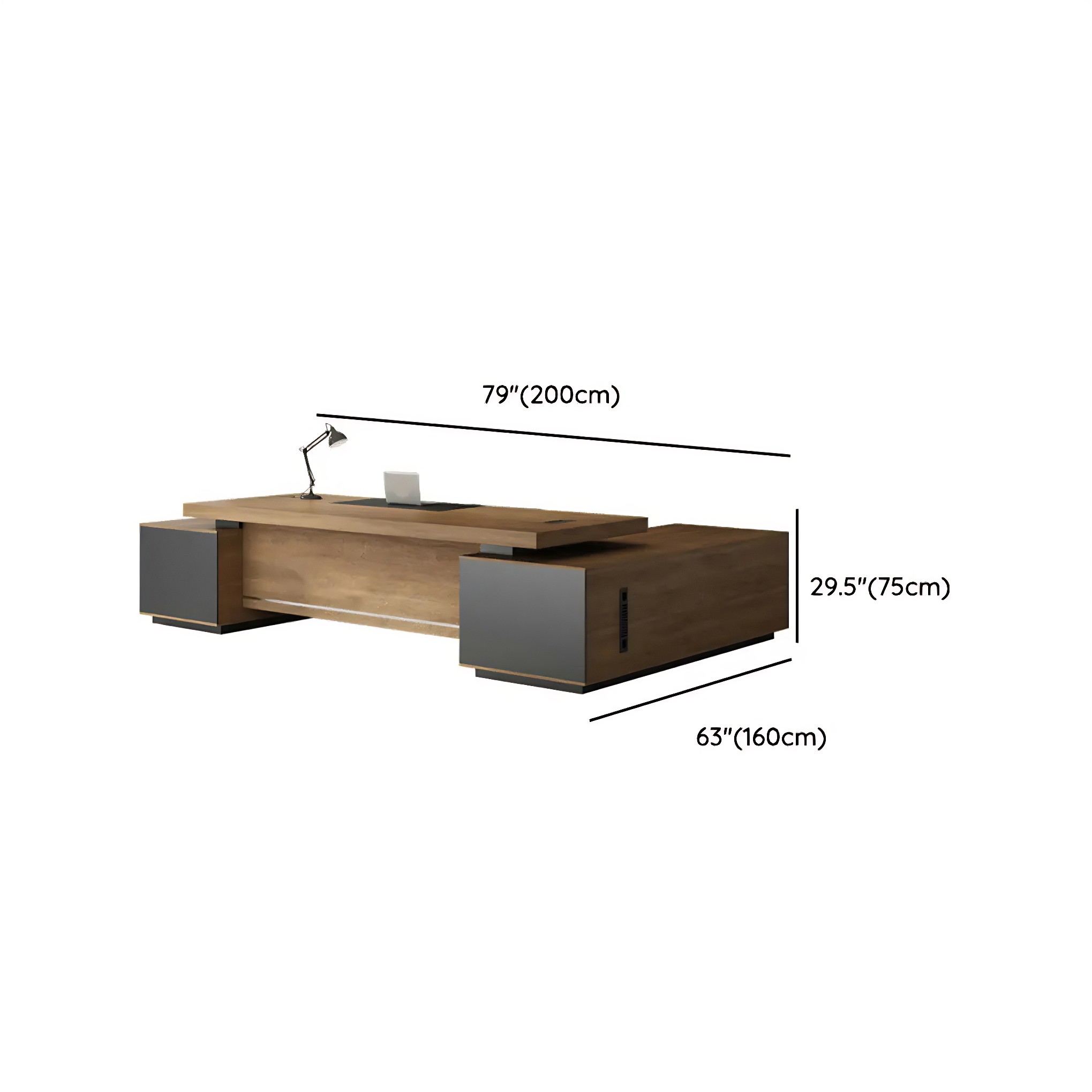 L-Shape Executive Desk with Timber Base