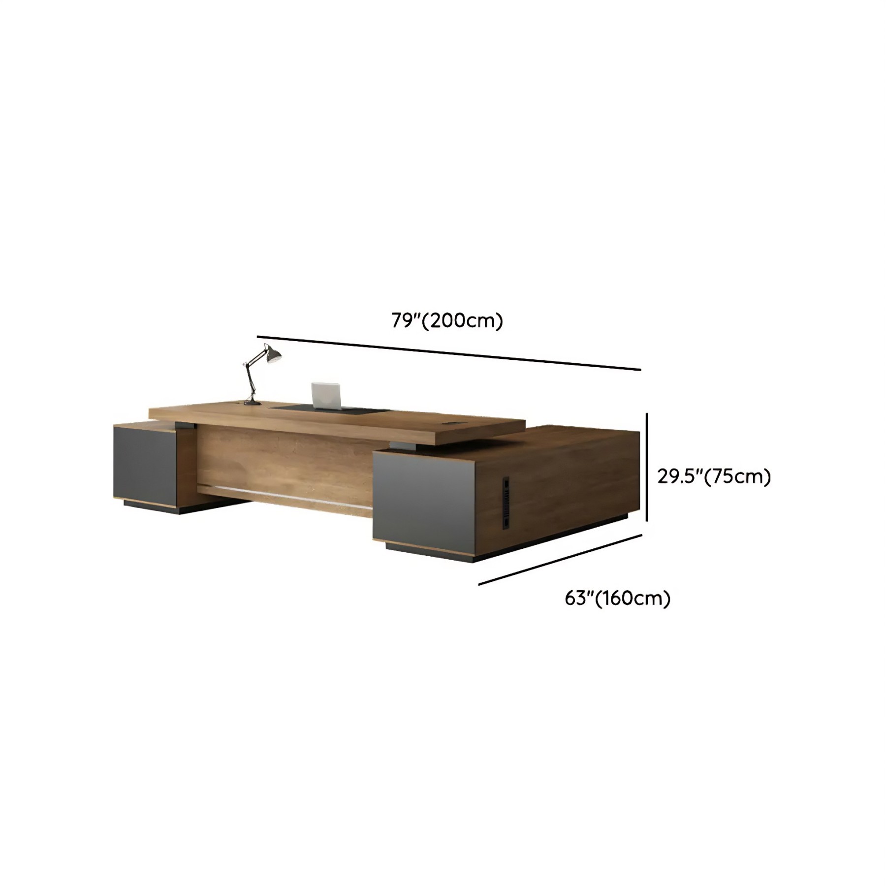 L-Shape Executive Desk with Timber Base