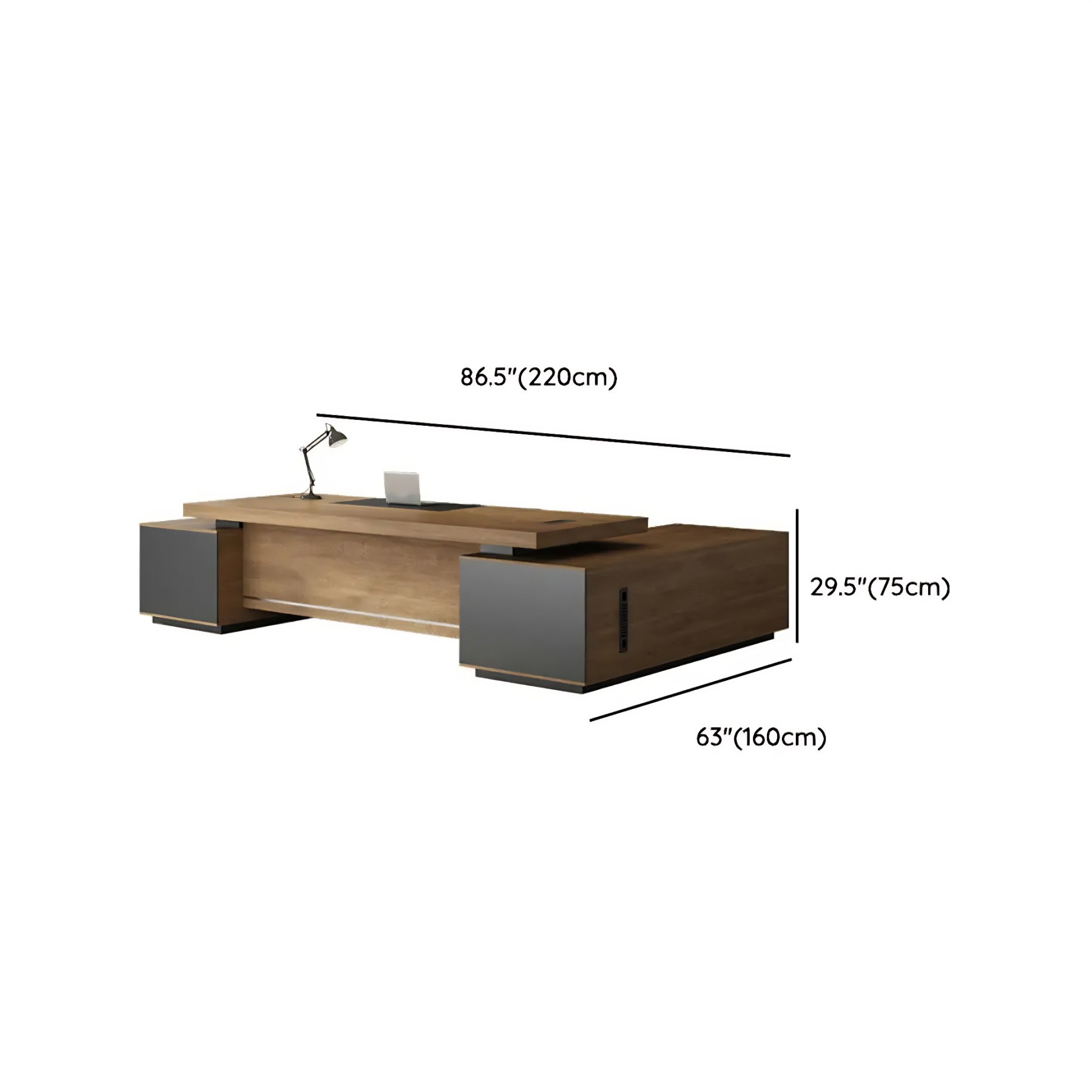 L-Shape Executive Desk with Timber Base