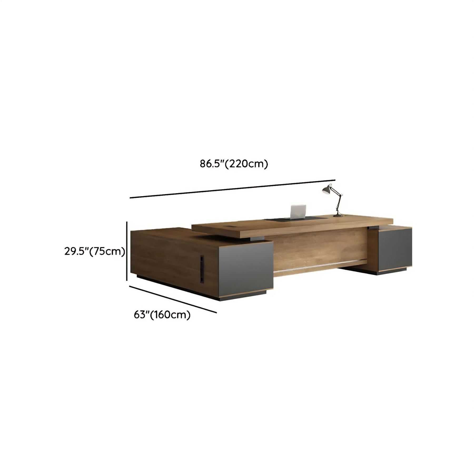 L-Shape Executive Desk with Timber Base
