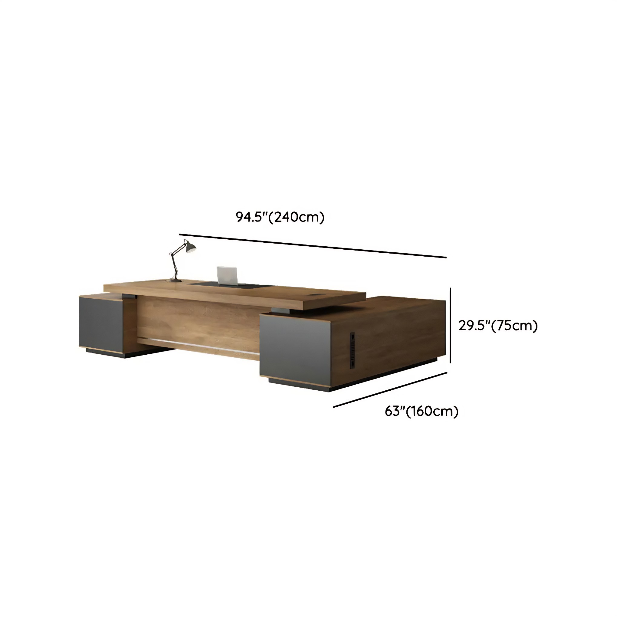 L-Shape Executive Desk with Timber Base