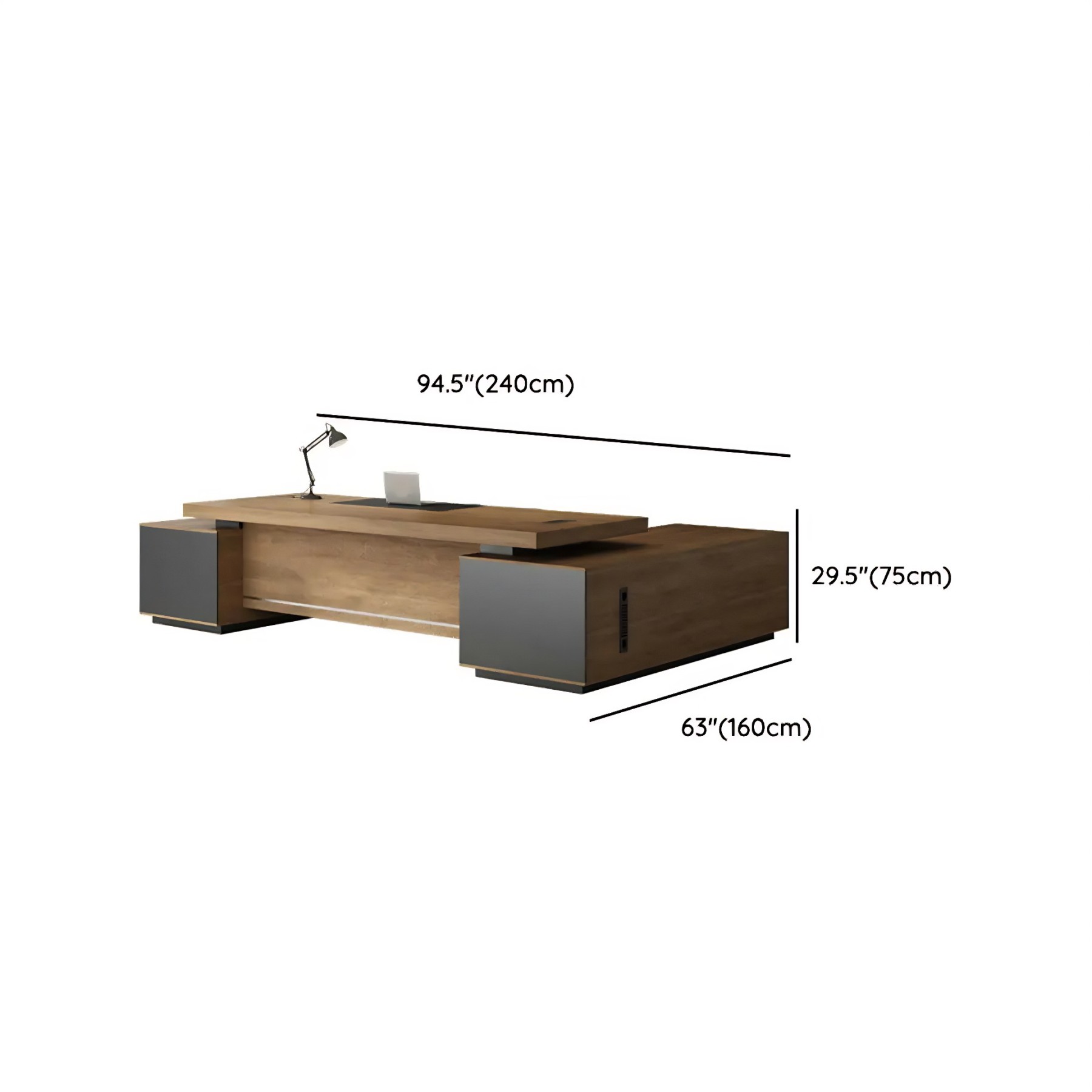 L-Shape Executive Desk with Timber Base