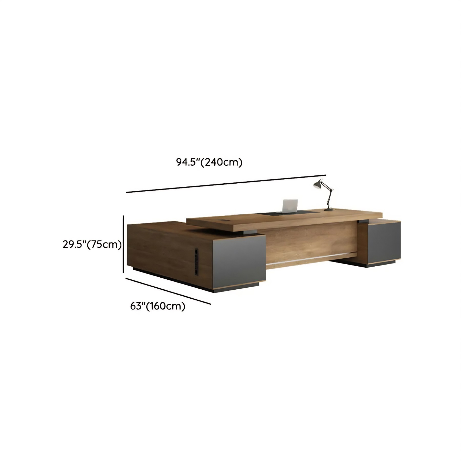 L-Shape Executive Desk with Timber Base
