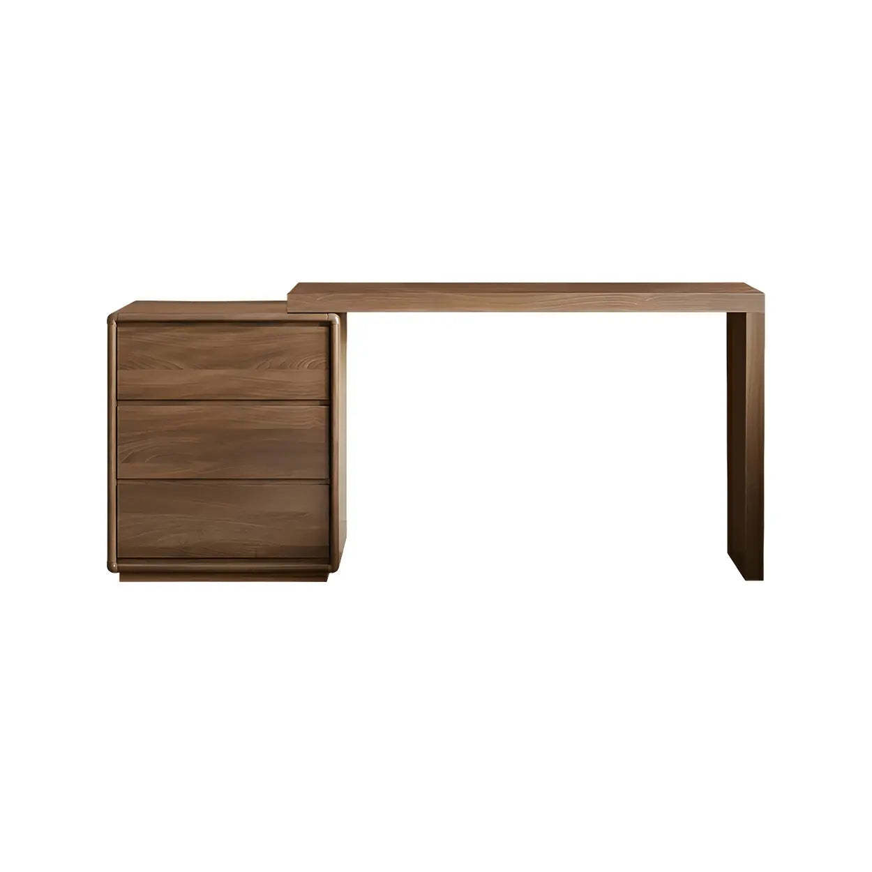 Large Brown Wood Makeup Vanity with Drawers and Seat — Makeup Vanity & Stools