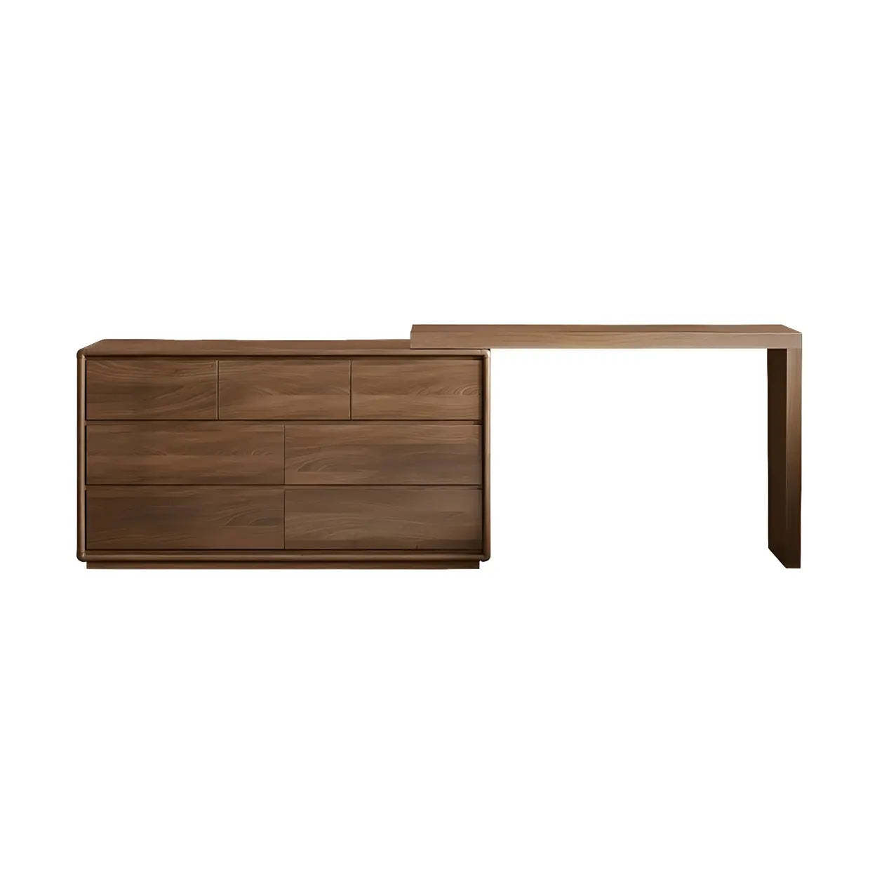 Large Brown Wood Makeup Vanity with Drawers and Seat — Makeup Vanity