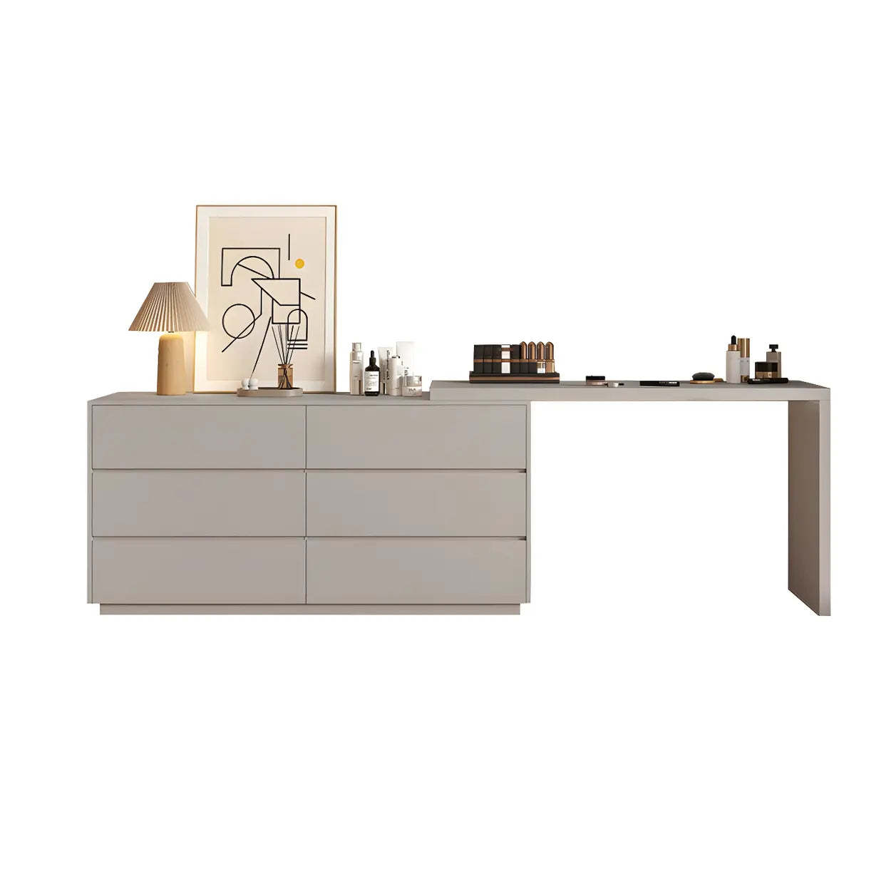 Large Off-White Wood Vanity with Drawers — Off-White