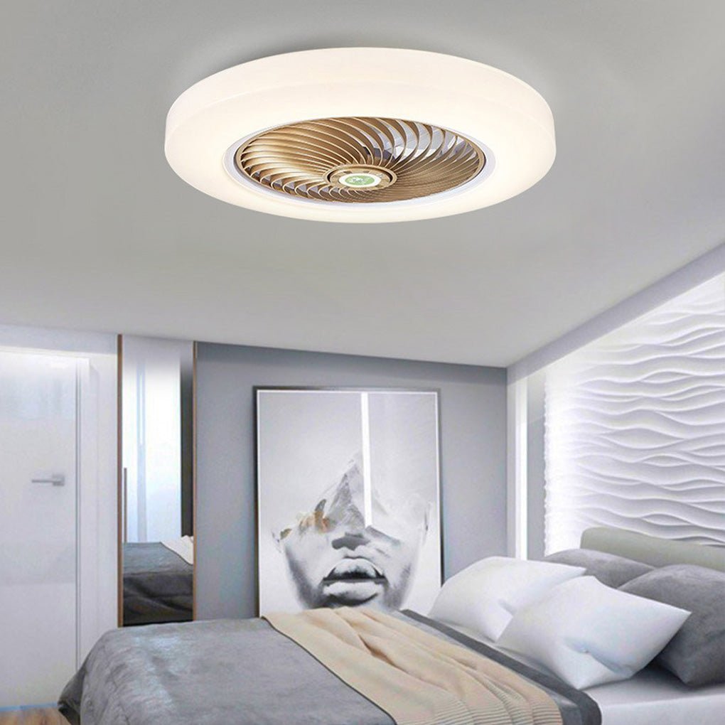Modern Flush Mount Bladeless Enclosed LED Ceiling Fan