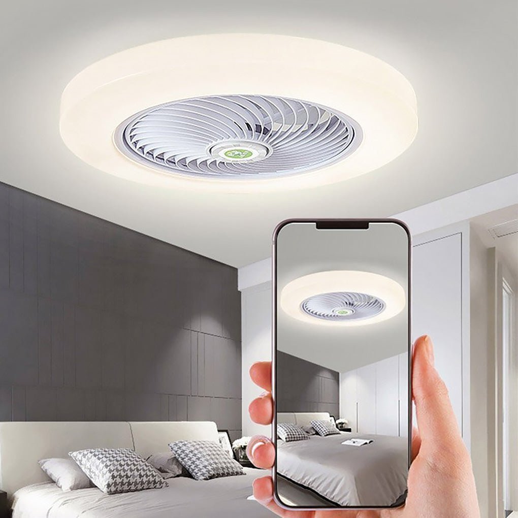 Modern Flush Mount Bladeless Enclosed LED Ceiling Fan