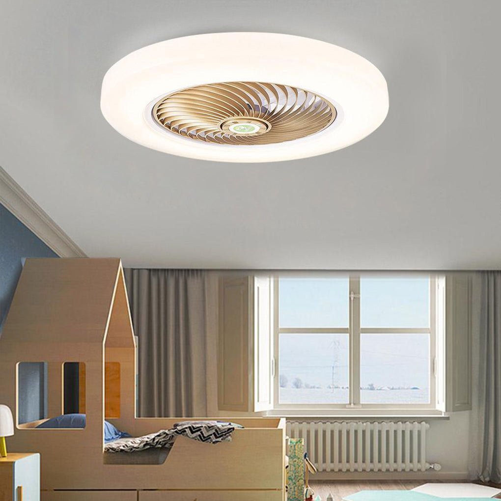 Modern Flush Mount Bladeless Enclosed LED Ceiling Fan