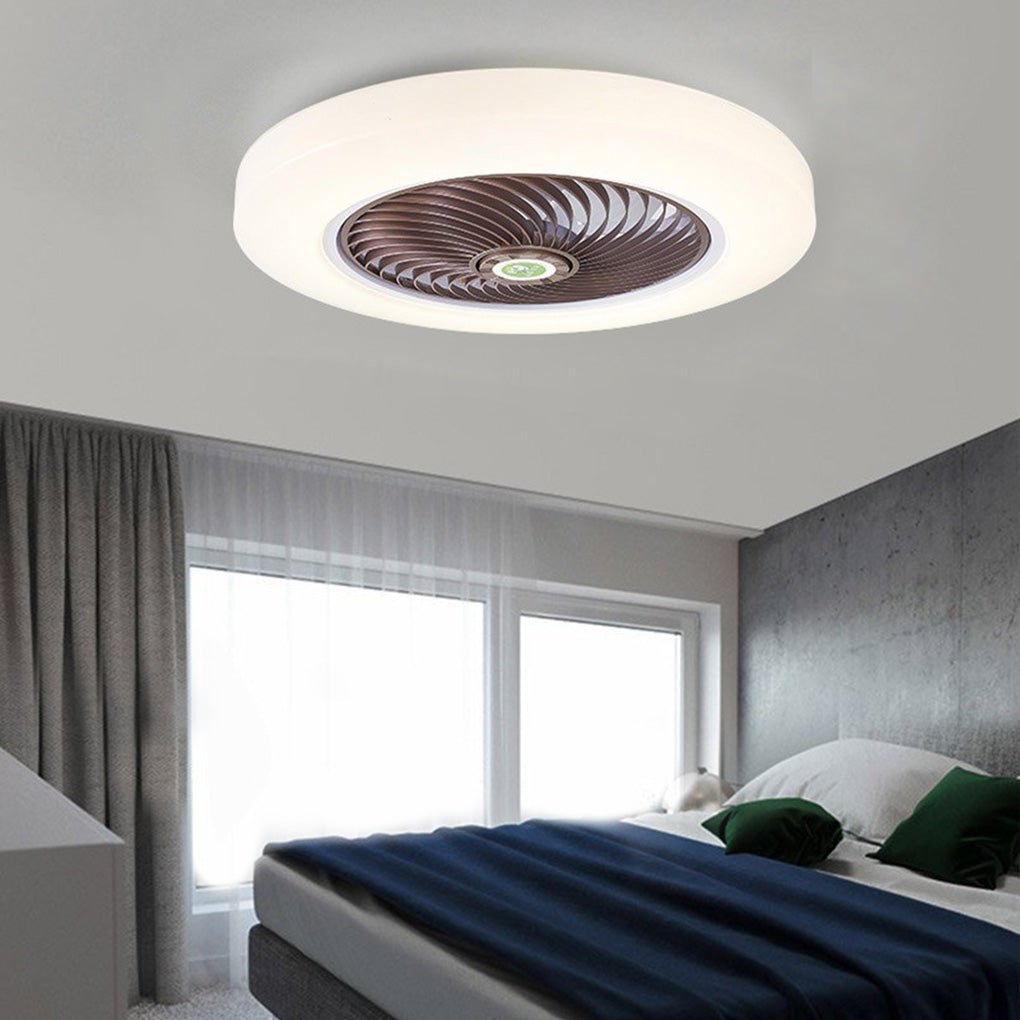 Modern enclosed bladeless brown ceiling fans in synthetic