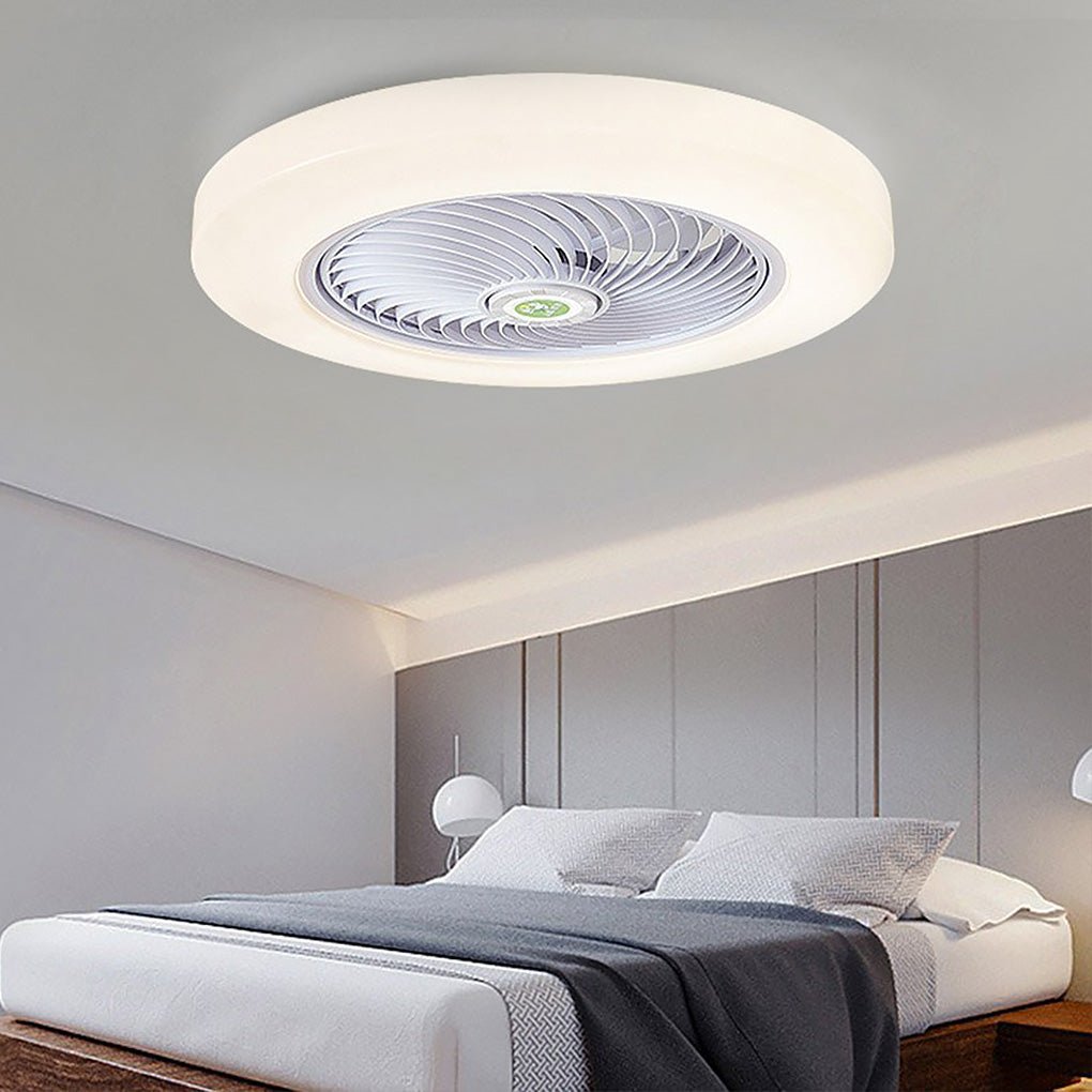 Modern Flush Mount Bladeless Enclosed LED Ceiling Fan