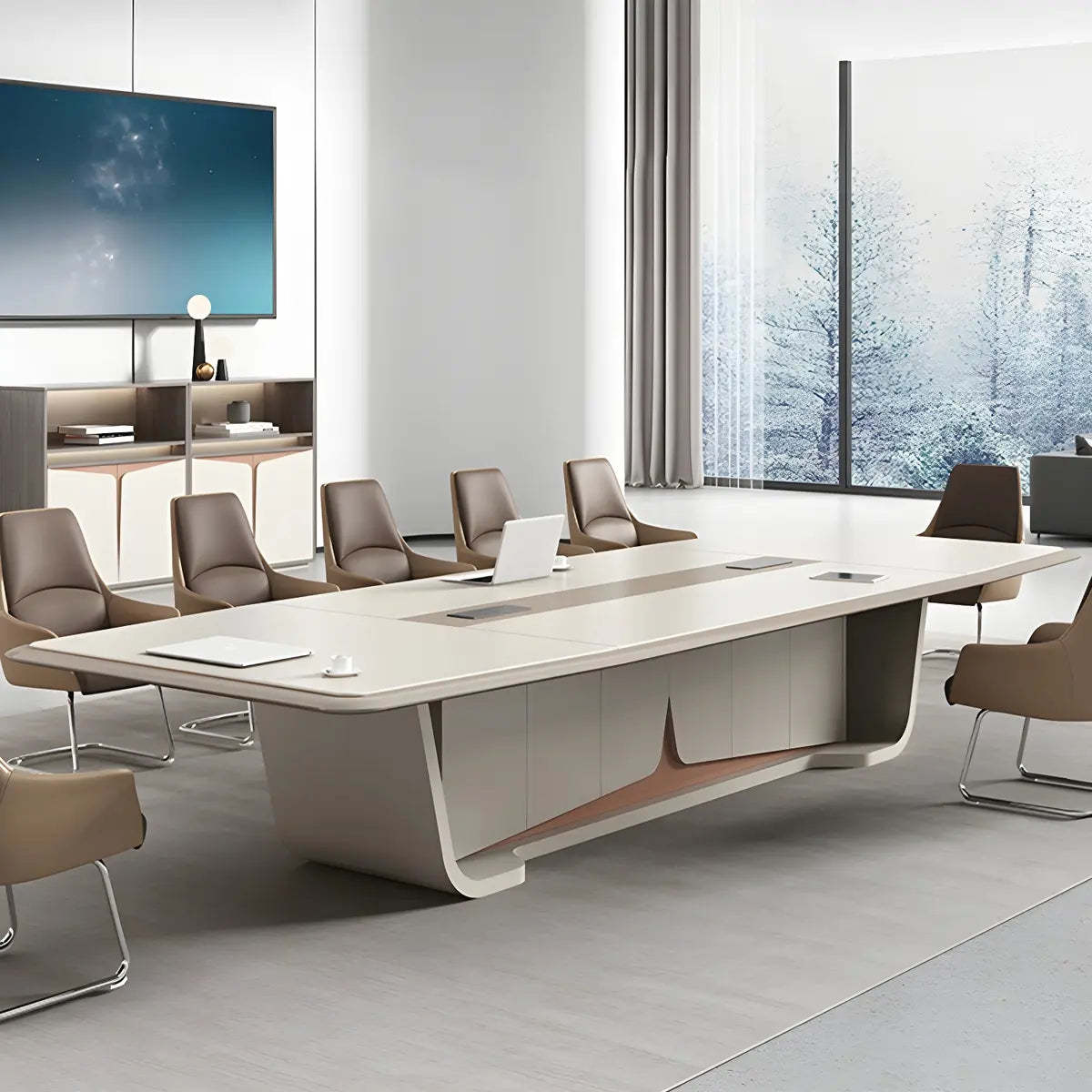Large Rectangular Wood Office Conference Table for 12 — Without Chairs