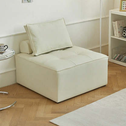 Lazy Modern White Tofu Block Square Accent Chair — Milk white / Sherpa