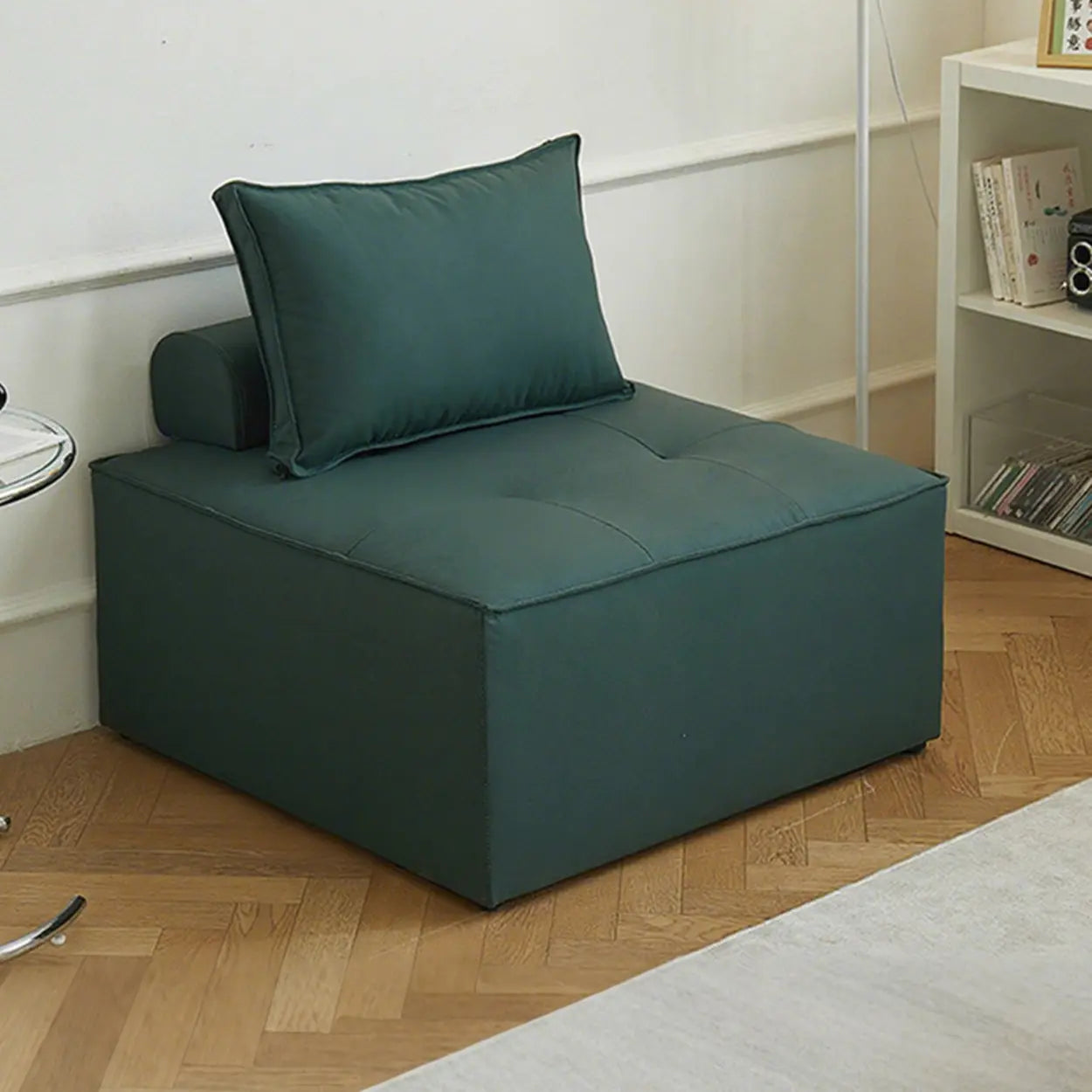 Lazy Modern White Tofu Block Square Accent Chair — Gray / Faux leather