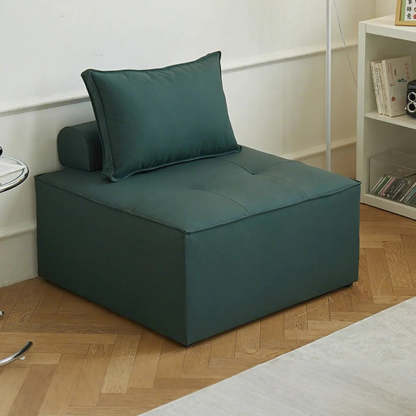 Lazy Modern White Tofu Block Square Accent Chair — Gray / Faux leather