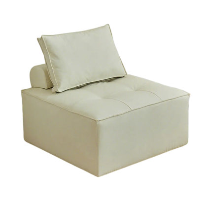 Lazy Modern White Tofu Block Square Accent Chair — Milk white / Sherpa