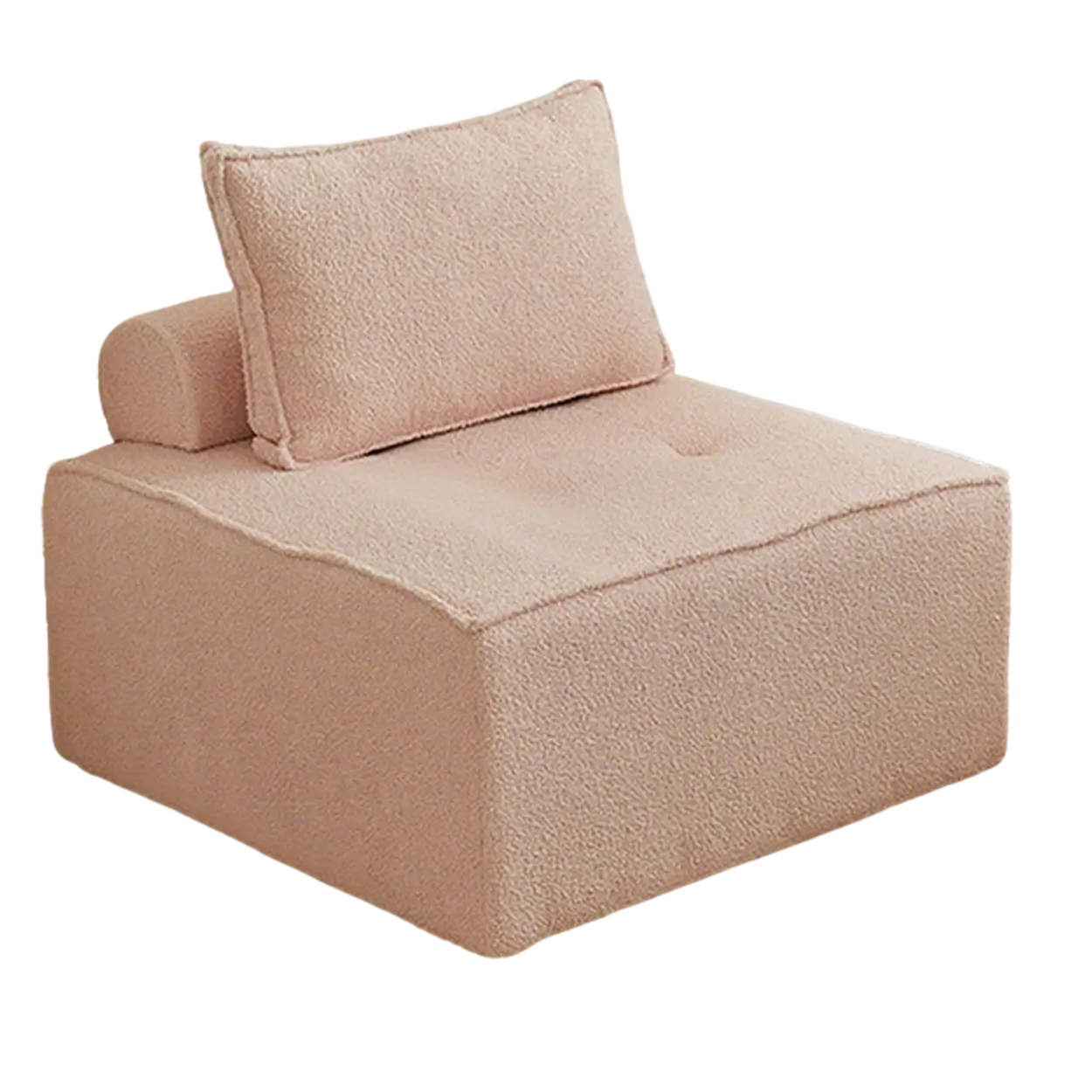 Lazy Modern White Tofu Block Square Accent Chair — Creamy yellow / Sherpa
