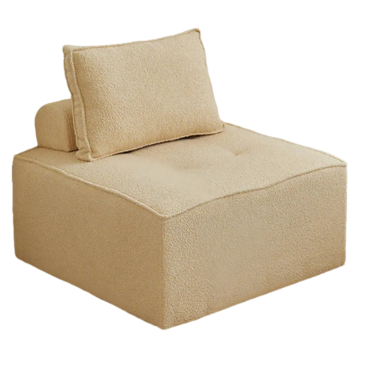Lazy Modern White Tofu Block Square Accent Chair — Creamy yellow / Sherpa
