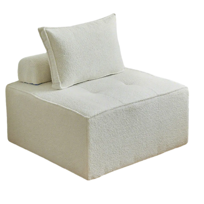 Lazy Modern White Tofu Block Square Accent Chair — Creamy yellow / Sherpa