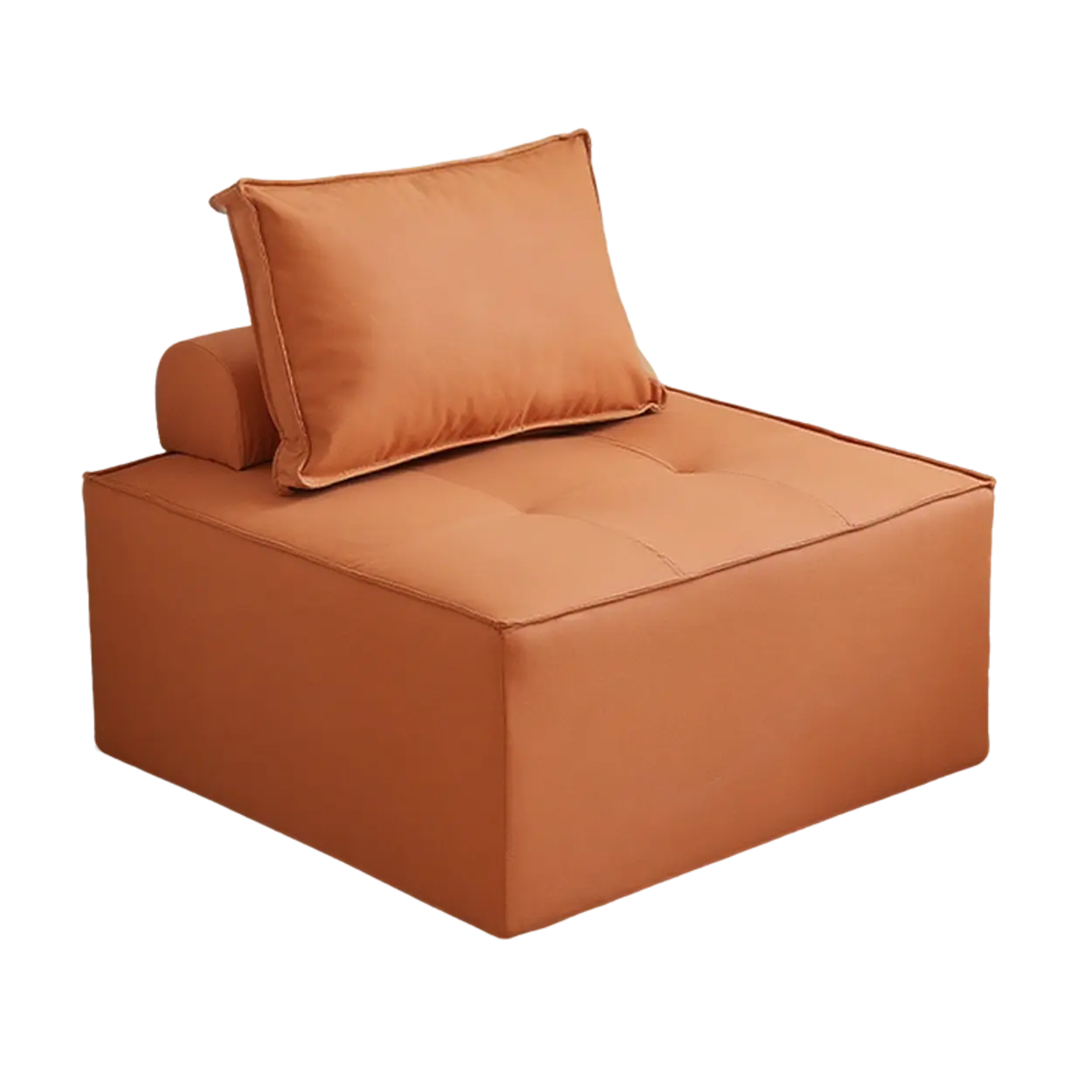 Lazy Modern White Tofu Block Square Accent Chair — Off-white / Faux leather