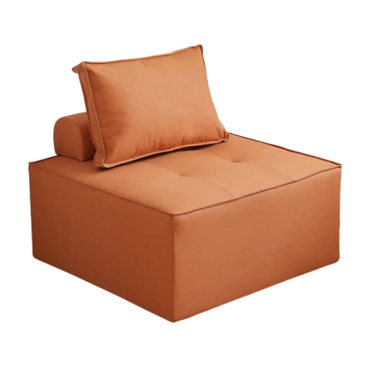 Lazy Modern White Tofu Block Square Accent Chair — Off-white / Faux leather