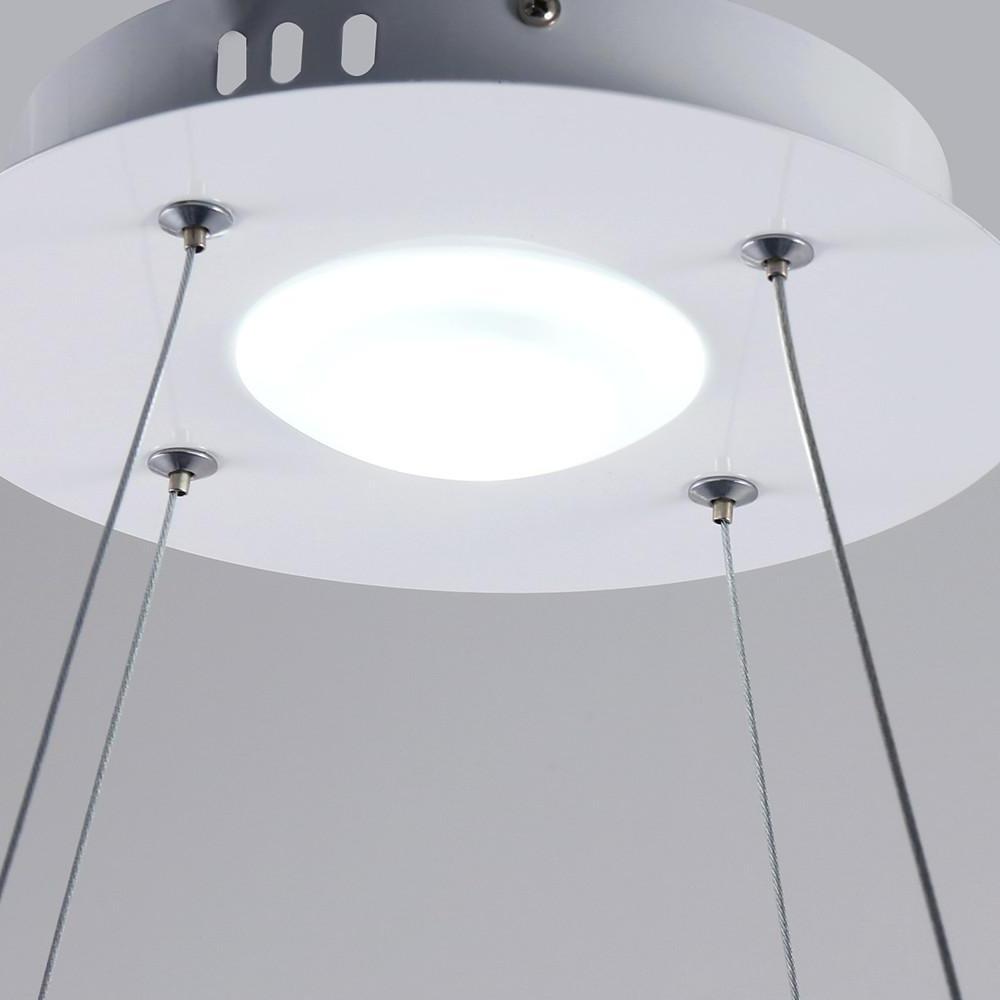 LED Circular Sturdy Modernistic Brushed Nickel Pendant Light With Remote Controller-Lighom