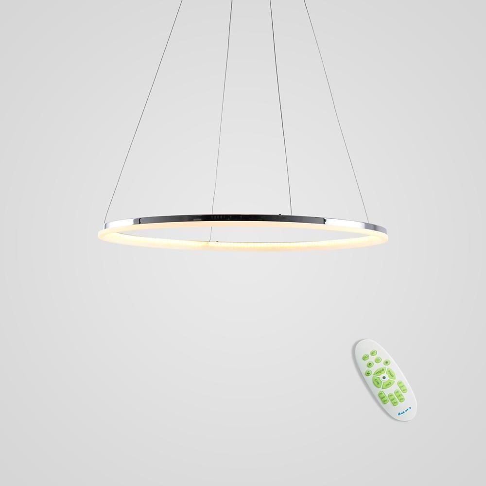 LED Circular Sturdy Modernistic Brushed Nickel Pendant Light With Remote Controller-Lighom