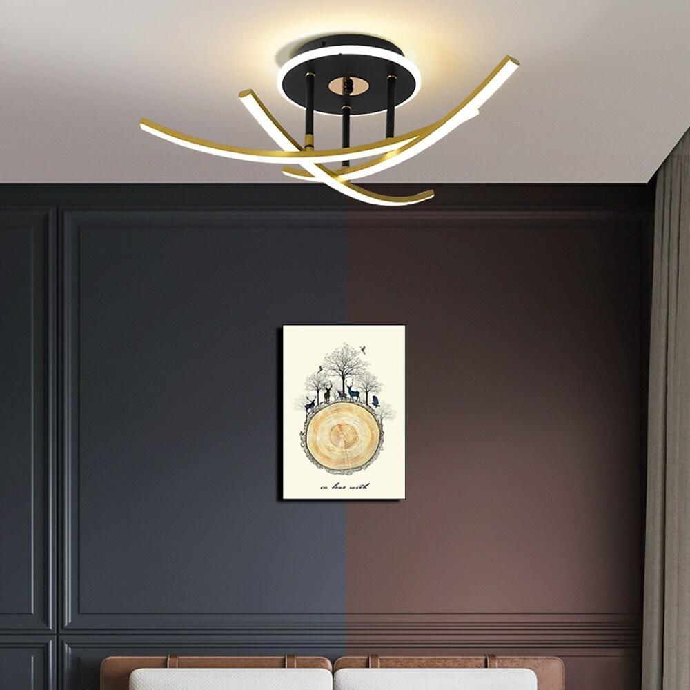 Lighom nordic artistic curved white semi-flush mount light — 3-Color Changeable / 6-Light