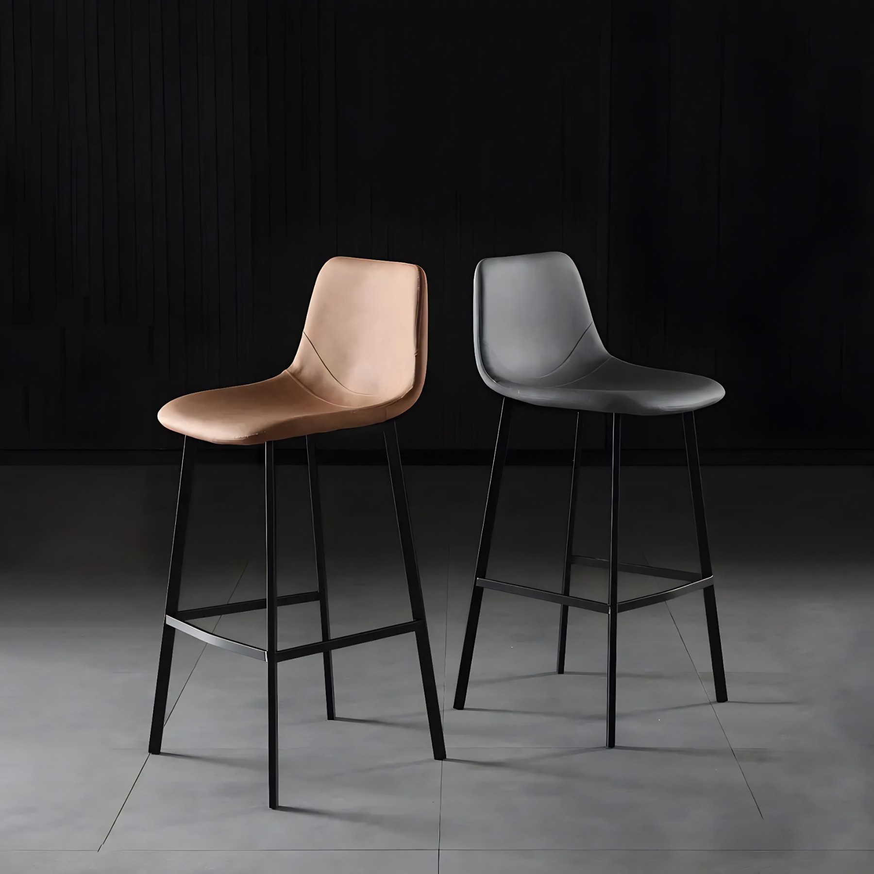 Leather Bucket Iron Bar Stool