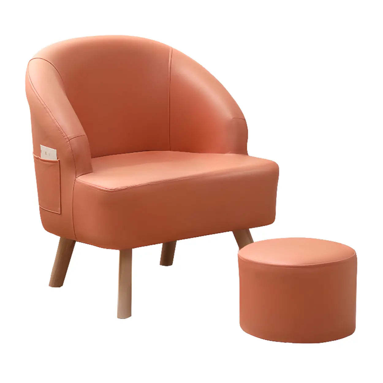 Leather Curved Back Accent Chair with Four Legs
