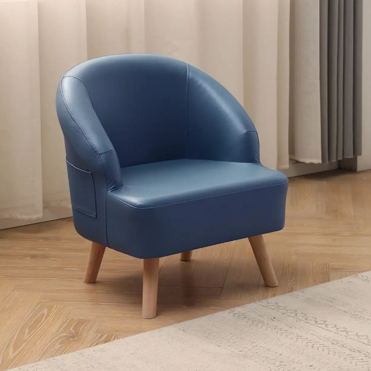 Leather Curved Back Accent Chair with Four Legs