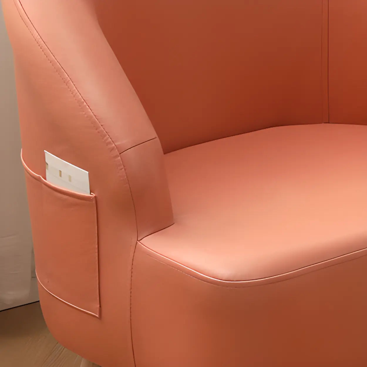 Leather Curved Back Accent Chair with Four Legs