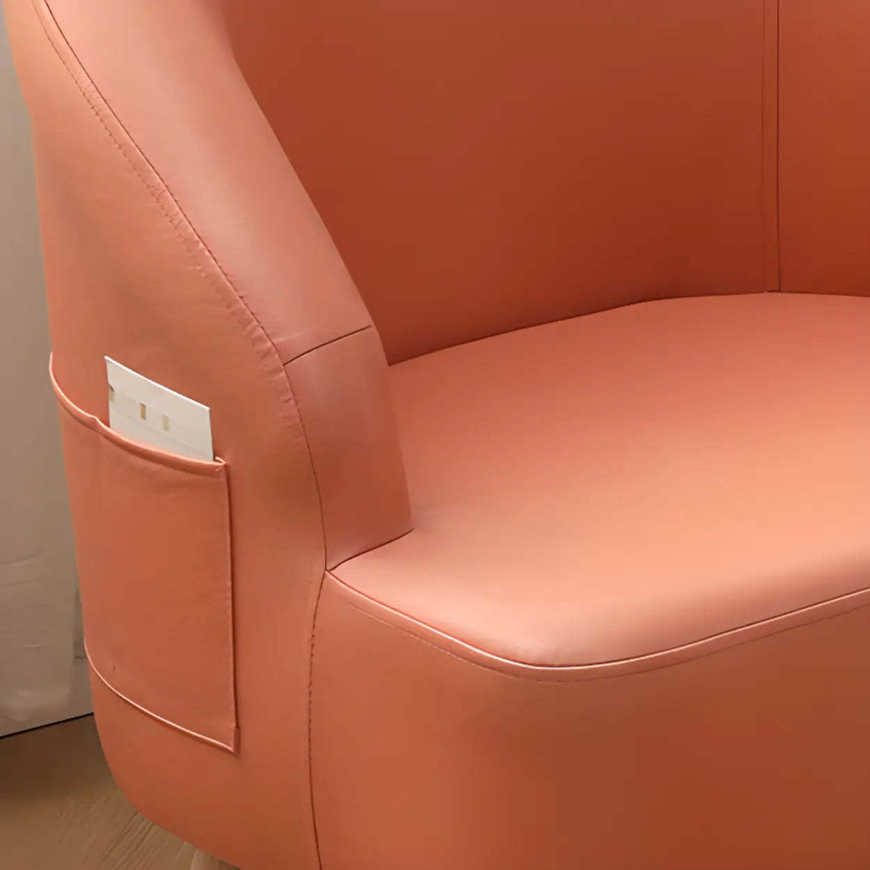 Leather Curved Back Accent Chair with Four Legs