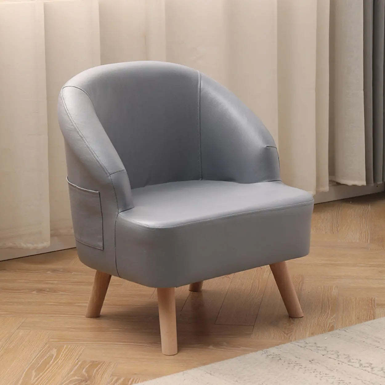 Leather Curved Back Accent Chair with Four Legs
