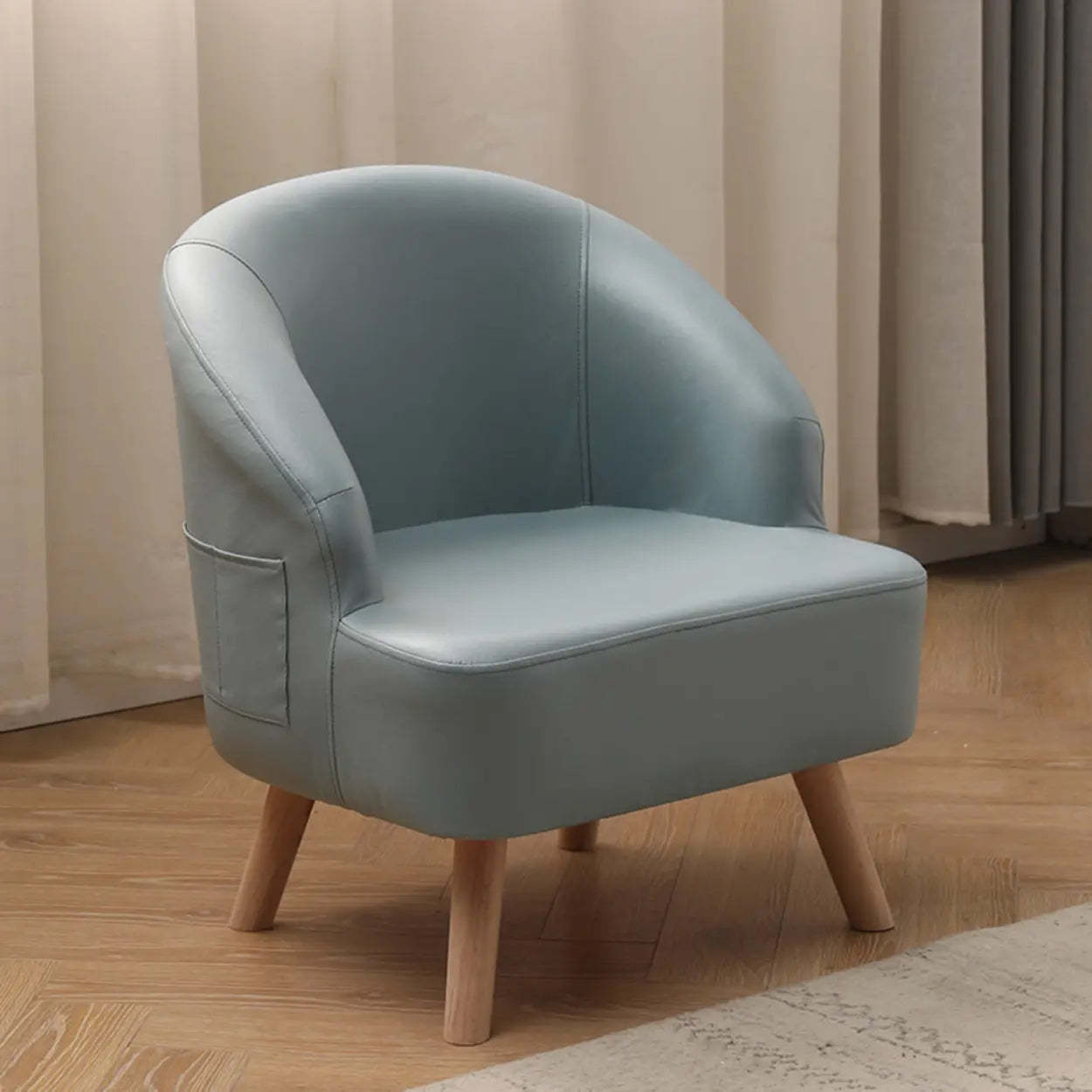 Leather Curved Back Accent Chair with Four Legs