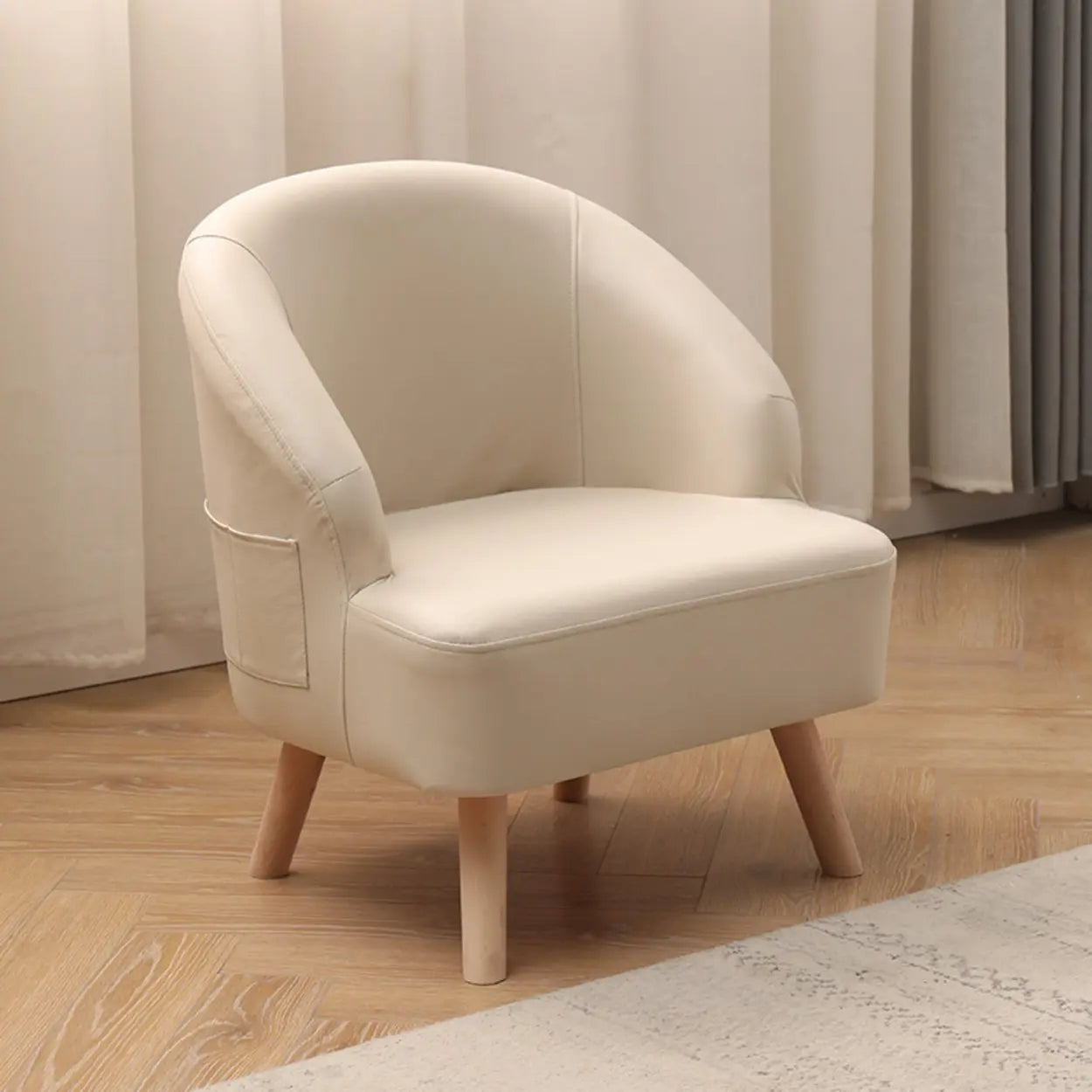 Leather Curved Back Accent Chair with Four Legs — Green / Tech Cloth