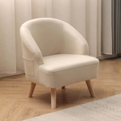 Leather Curved Back Accent Chair with Four Legs — Green / Tech Cloth