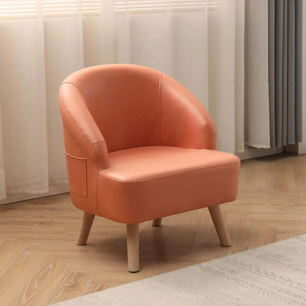 Gray leather legs back accent chairs — Orange