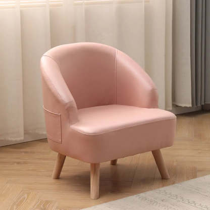Leather Curved Back Accent Chair with Four Legs — Rose Bloom / Tech Cloth