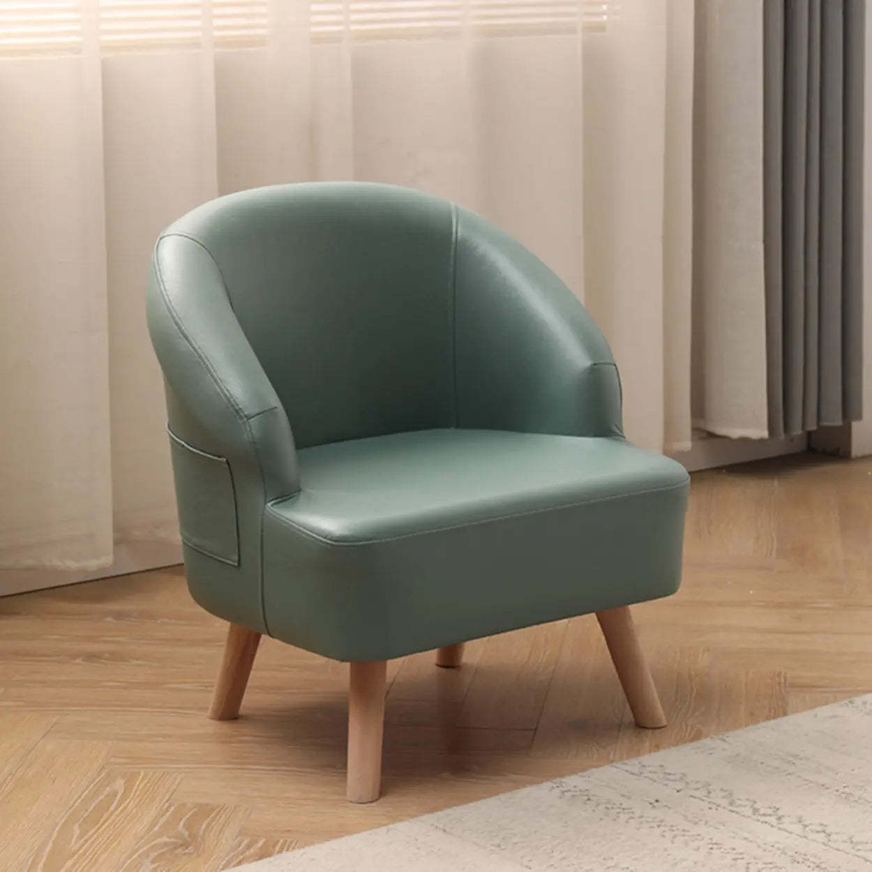 Leather Curved Back Accent Chair with Four Legs