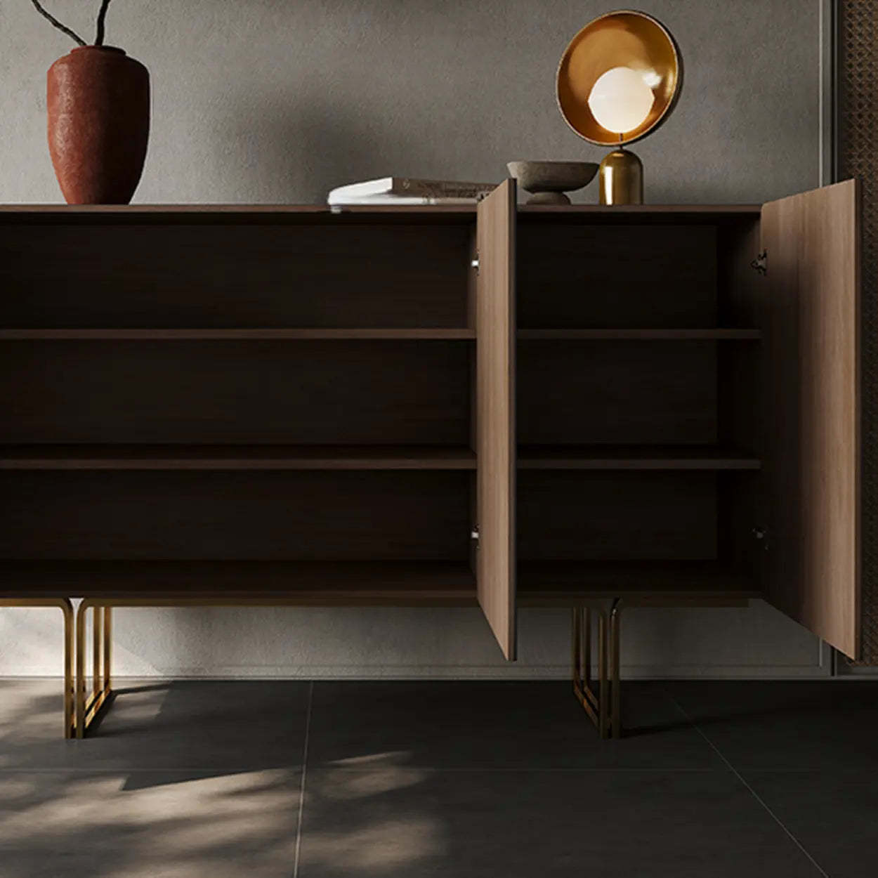 Leather Top Rectangular Black Metal Storage Console Table