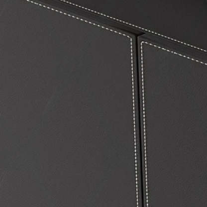 Leather Top Rectangular Black Metal Storage Console Table