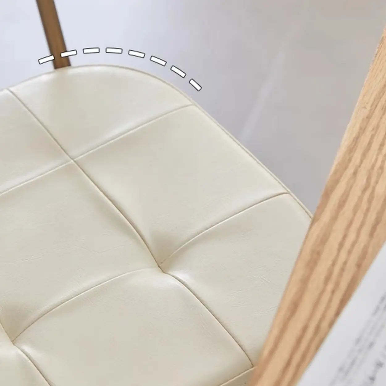 Leather Tufted Wood Bar Stool with Footrest